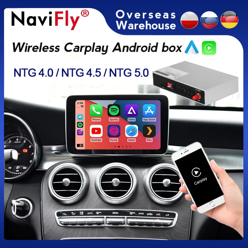 Беспроводная коробка NaviFly Carplay Android Auto AI для Mercedes Benz A B C Class GLA CLA W177 W204 W205 W246 W218 W212 W207