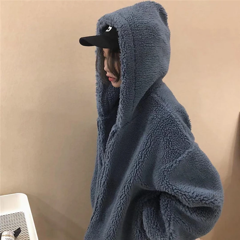 Куртка женская зимняя из овечьей шерсти милая винтажная модная свободная