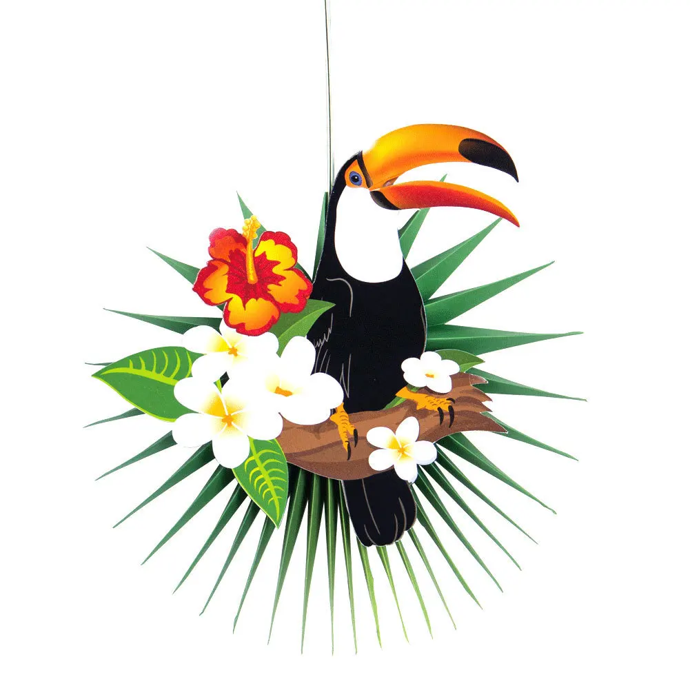 3 шт. Тукан бумажный веер Висячие Пальмовые Листья для джунглей вечерние