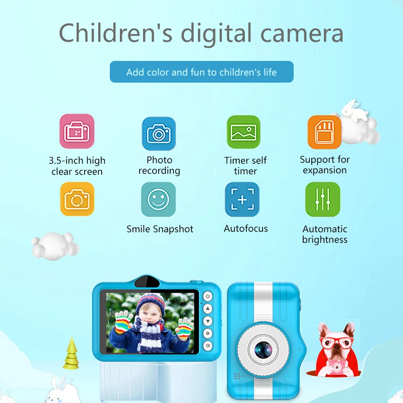 New Child Camera Digital Camera 3.5 inch Cute Cartoon Camera Toys Children Birthday Gift 12MP 1080P Photo Video Camera For Kids