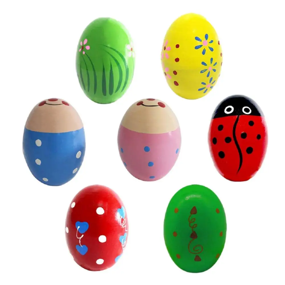 

Easter Wooden Musical Egg Non-toxic Safe Maracas Egg Fun Shaker Toy For Kids Early Learning Educational Toys