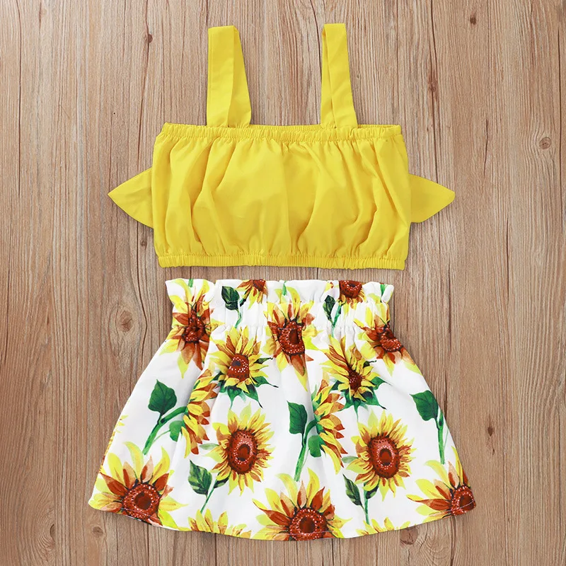 Комплект одежды для маленьких девочек симпатичный желтый жилет с бантом и