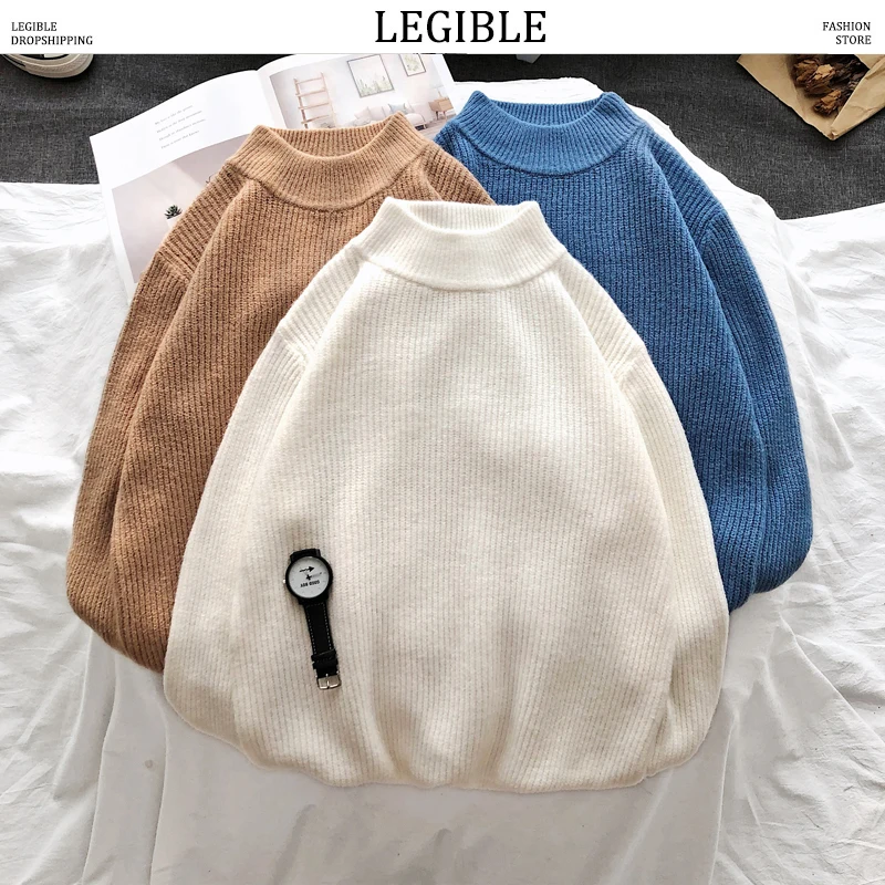 Разборные одноцветные мужские свитера 2020 Осень корейский стиль Мужские пуловеры