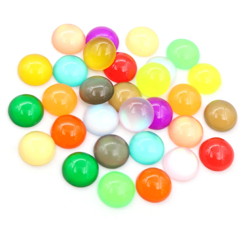 40 шт./лот 8 мм 10 12 цветной Янтарный Опал Кристалл Плоская задняя крышка кабошоны из