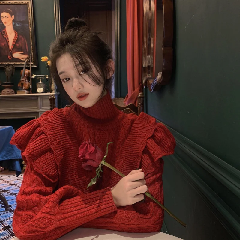 

Real Shot Cost-effective New Year Red Autumn and Winter Wild Ruffles.Kio