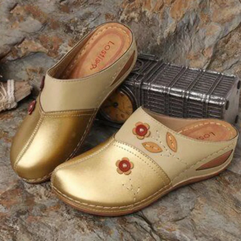 

2021 New Women Sandals Summer Women Shoes Soft Bottom Retro Baotou Shoes Woman Slippers Flowers Sandalias Mujer Feminina