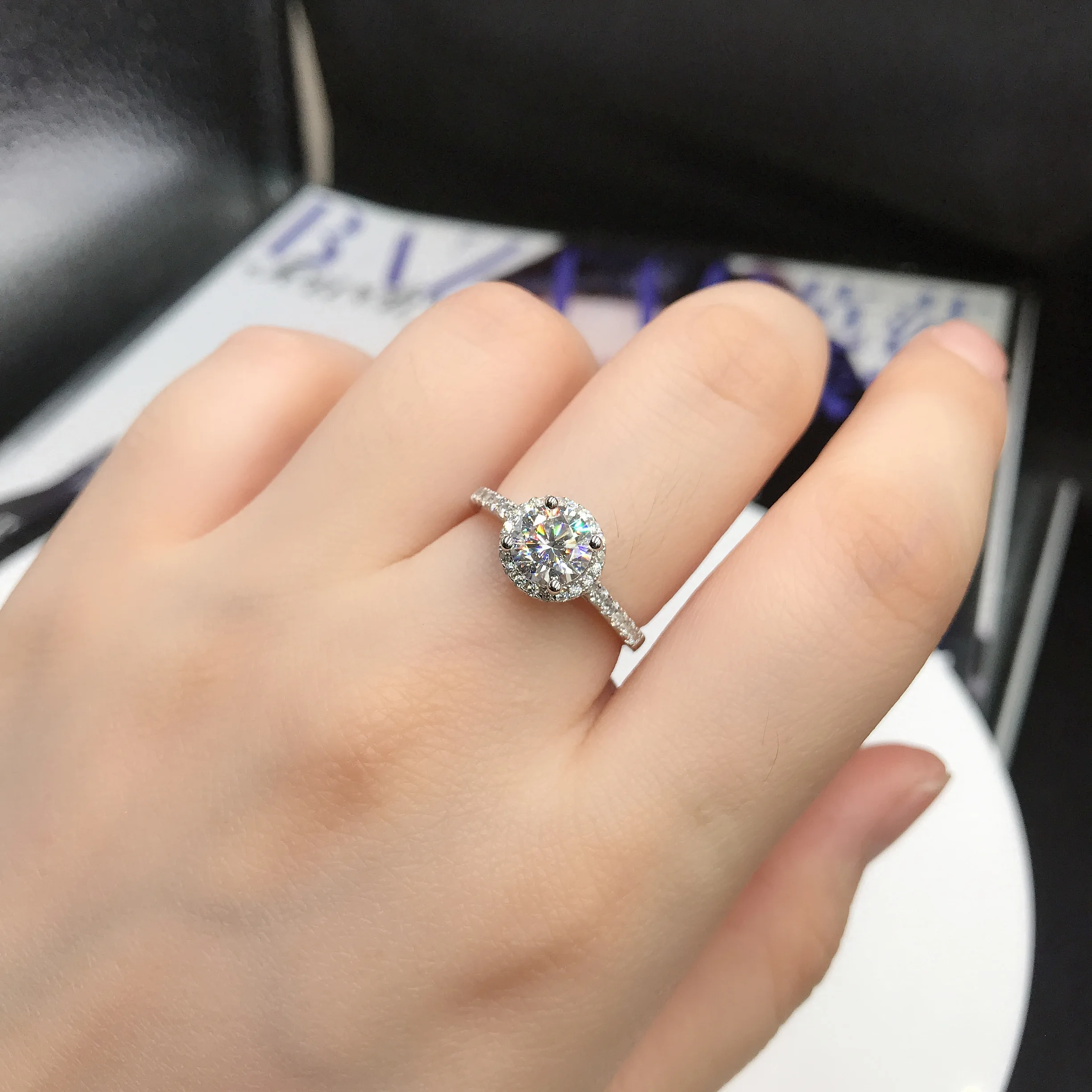 Серебряное кольцо 925 пробы Moissanite 1.00ct 6 50 мм D VVS серебряное ювелирное изделие на