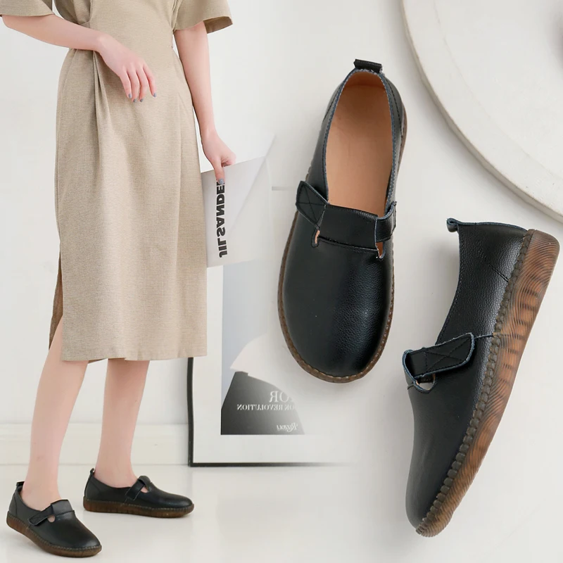 

2021 Women Flats Ballet Shoes Cut Out Leather Breathable Moccasins Women Boat Shoes Ballerina Ladies Casual Shoes