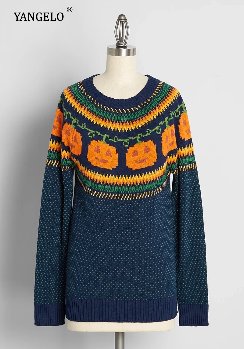 

Женский теплый пуловер в виде тыквы для хэллоуивечерние