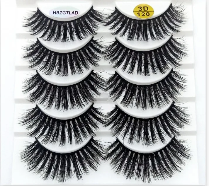 5 pairs 120 HBZGTLAD 1/5/20 пар 3D мягкие норковые Накладные ресницы ручной работы тонкие пушистые длинные ресницы натуральные накладные расширение для макияжа комплект Cilios - Цвет: 5 pairs 120