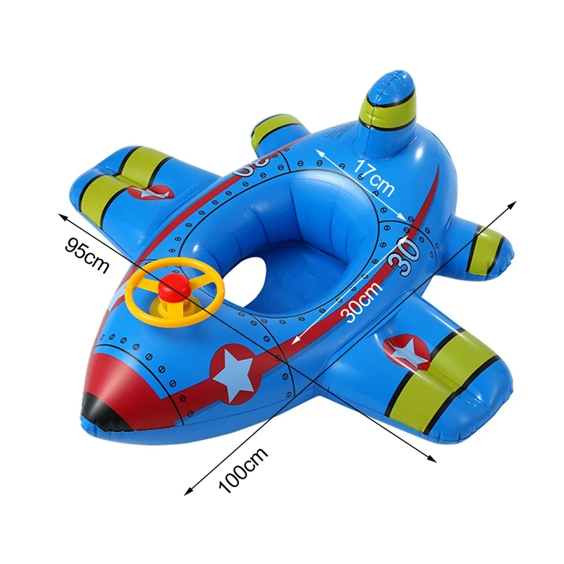 

Airplane Infant Float Pool Swimming Ring Inflatable Circle Baby Seat With Steering Wheel Summer Beach Party Pool Toys