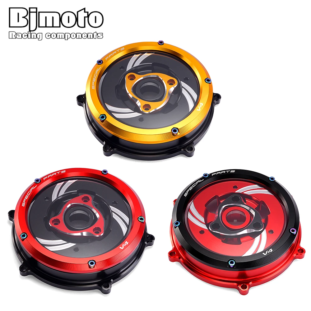 

BJMOTO Motocross Transparent Clutch Cover kit For Ducati Panigale V4 Speciale V4S 2018 2019 Engine Protector
