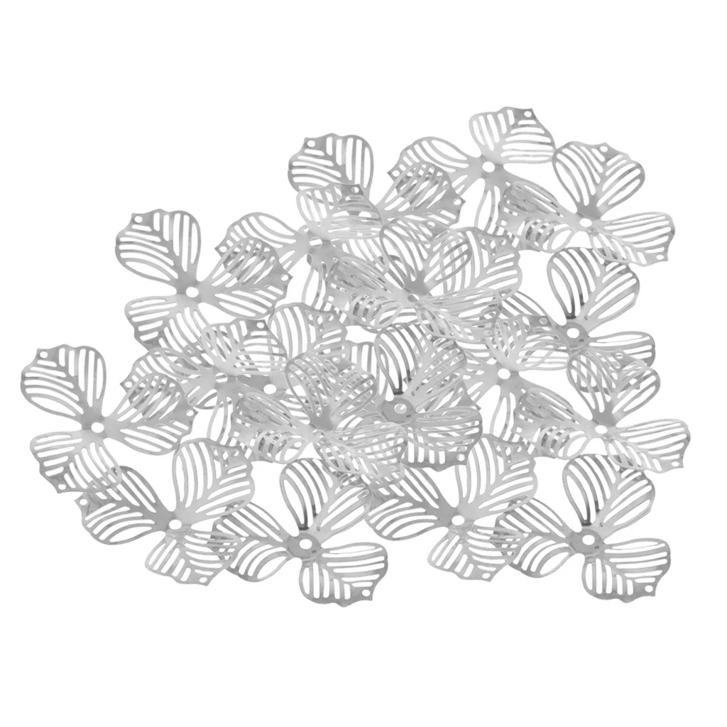 20 шт. металлические серебристые полые филигранные бусины в форме цветка концевые