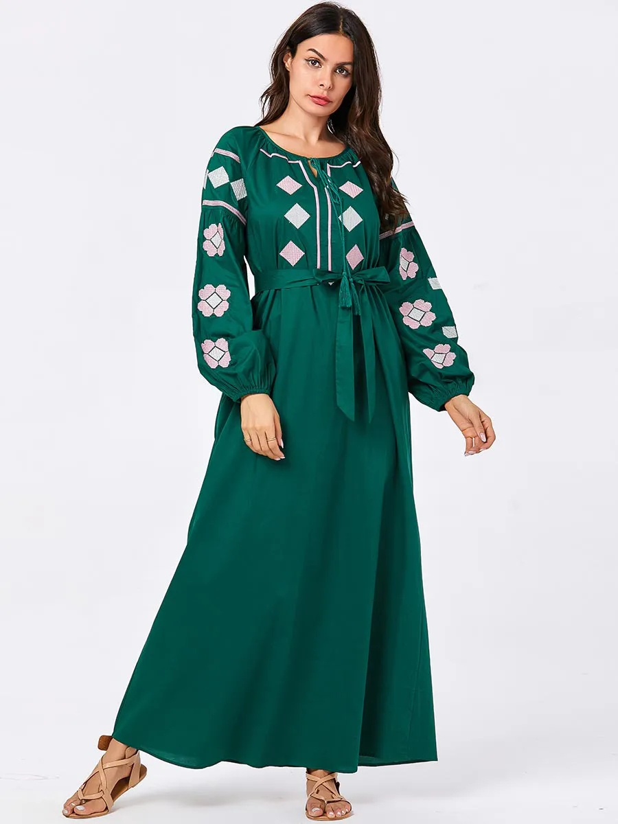 

Muslim Dress Islamic Clothing Gown Fashion Simple Large Size Women's Embroidered Arab League Musulman Dress