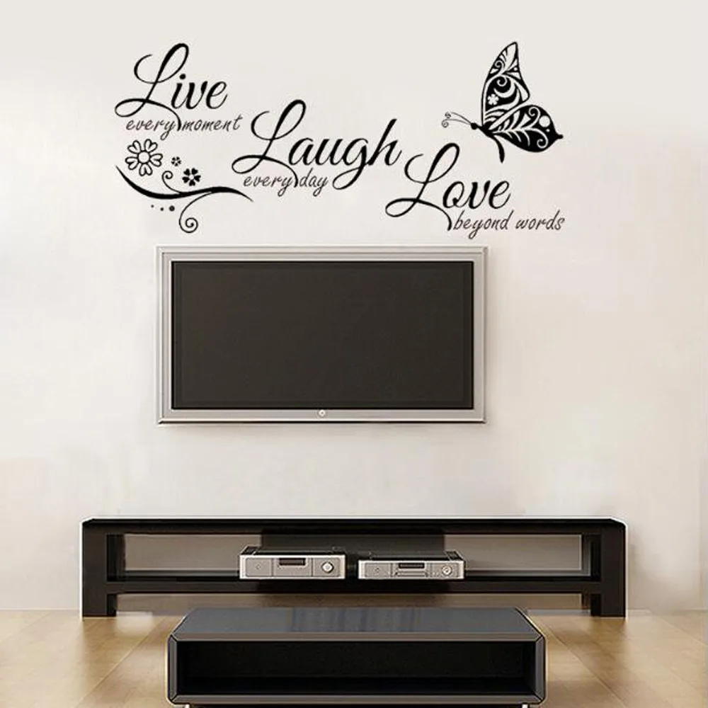 Живой Смех Любовь бабочка цветок Наклейка на стену искусство современные