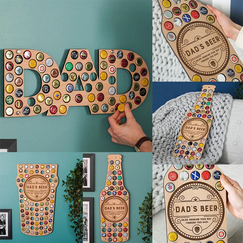 

Wooden Beer Bottle Cap Rack Board Beer Bottle Cap Collection Plate Display Board Home Bar Wall Mount Craft Unique Christmas Gift