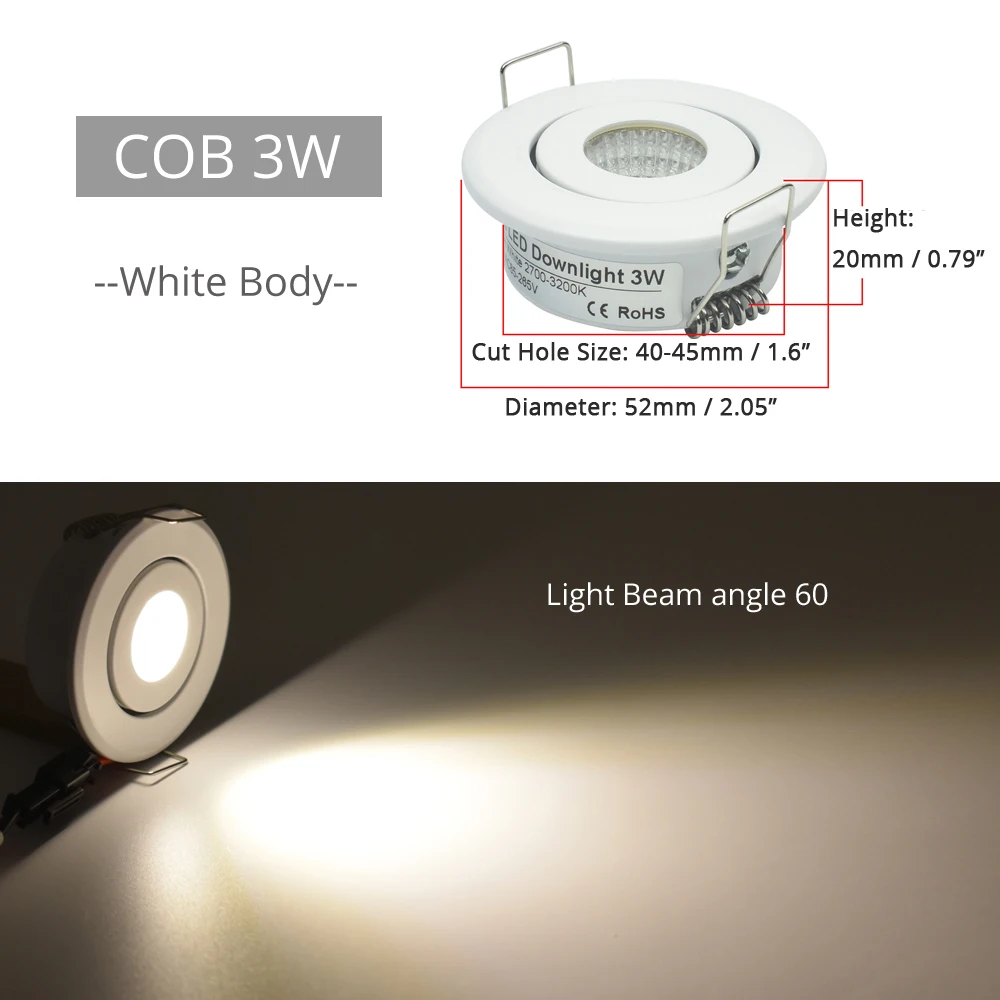 Светодиодный точечный светильник направленного света углубленный потолочный с