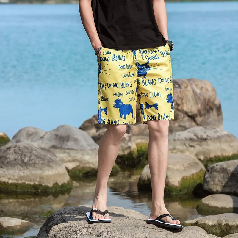 

Summer Men's Beach Shorts 4XL Multicolor Printing Casual Shorts Men Quick Drying Boardshort brand clothing HK1121