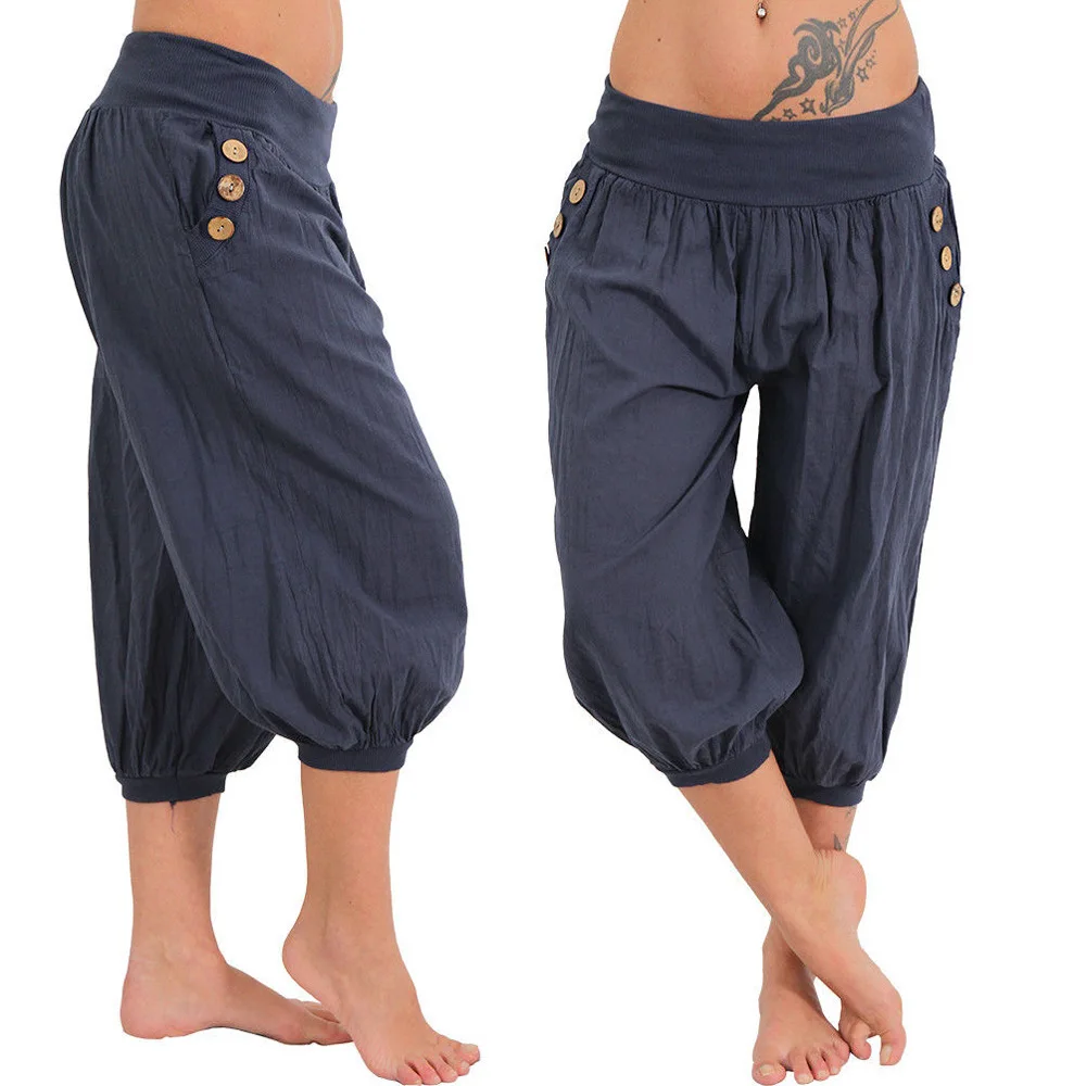 

5XL summer women sweatpant linen loose wide leg bloomers running jogger fitness gym workout casual yoga pant trousers plus size