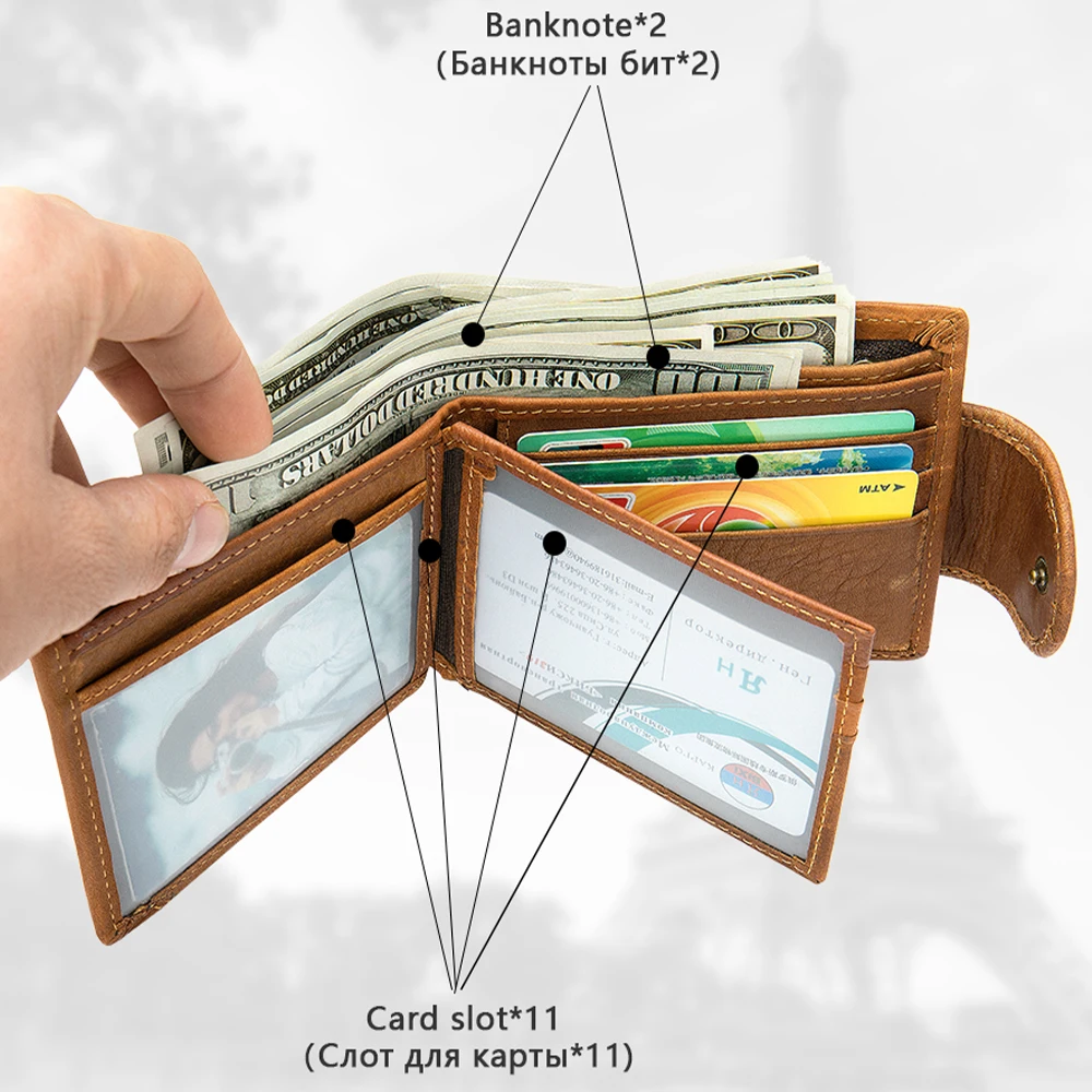 Кошелек MVA мужской кожаный с Rfid защитой бумажник из натуральной воловьей кожи