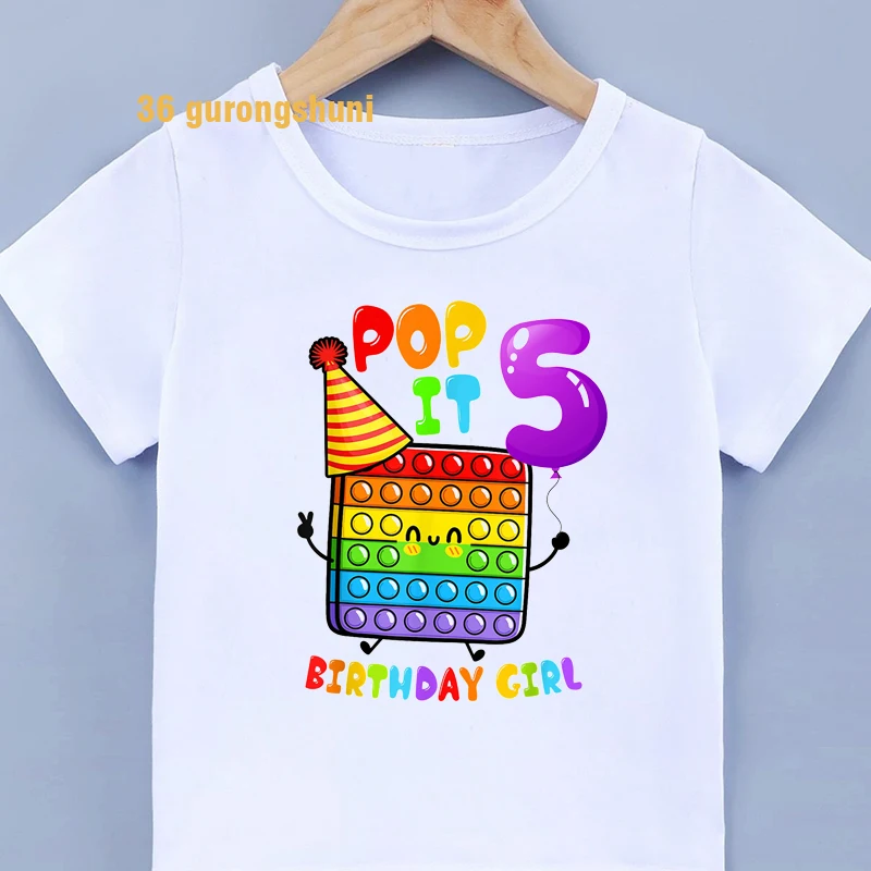 Children T Shirt Boys Shirts Happy 3 4 5 old year Birthday Clothes Kids Tshirt Pop It Fidget T-shirts Popit Tops Girls-clothing