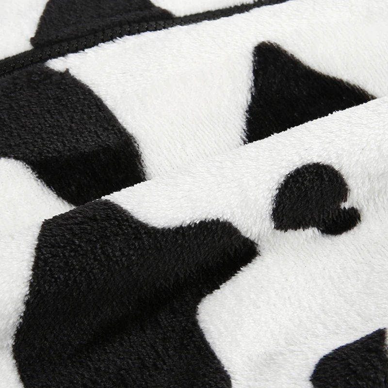 

Milk Pattern Print Warm Coat Basic Fashion Thicken Fleece Women's Coat Streetwear Soft Short Tops Zipper Winter Cuteandpsycho