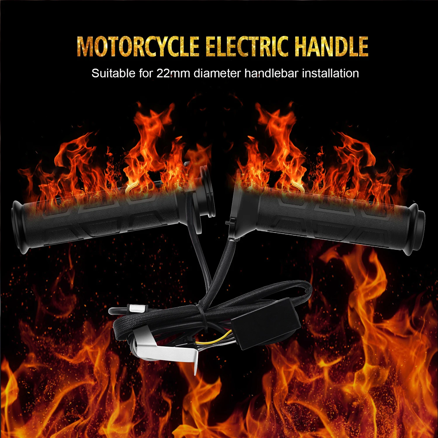 

Upgrade Adjustable Motorcycle Handlebar 22mm Electric Heated Handle Heating Grips Set Handlebar Warmer Grip Cover Black