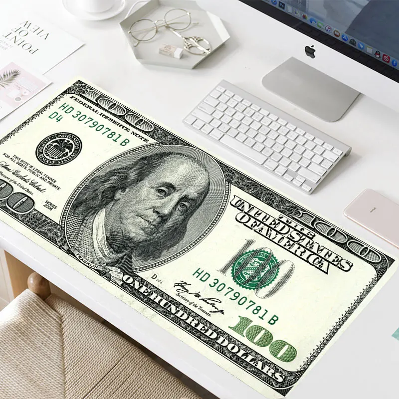 100 долларов банкнот шаблон печати коврик для мыши Новинка идеи подарка оверлок Dese