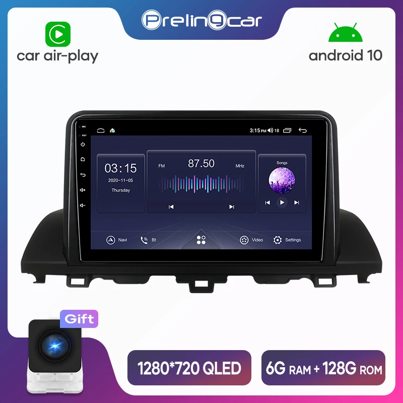 Автомагнитола Prelingcar Android 10 для Honda Accord 2018 2020 мультимедийный видеоплеер GPS