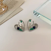 2021 new fashion senior temperament hollow fine drop earrings contracted fresh crystal trendy heart women dangle earrings