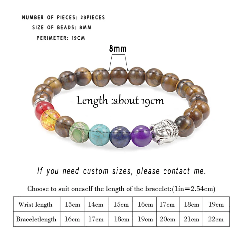 Natural Stone Black Volcanic Lava Wooden Buddha Beads Bracelet 7 Chakra Yoga Meditation Charm Elastic Bracelets For Women Men | Украшения и