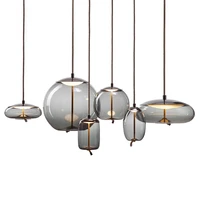 nordic design blue glass single pendant lamp modern restaurant led lighting rose golden metal diy lamp bedroom living room