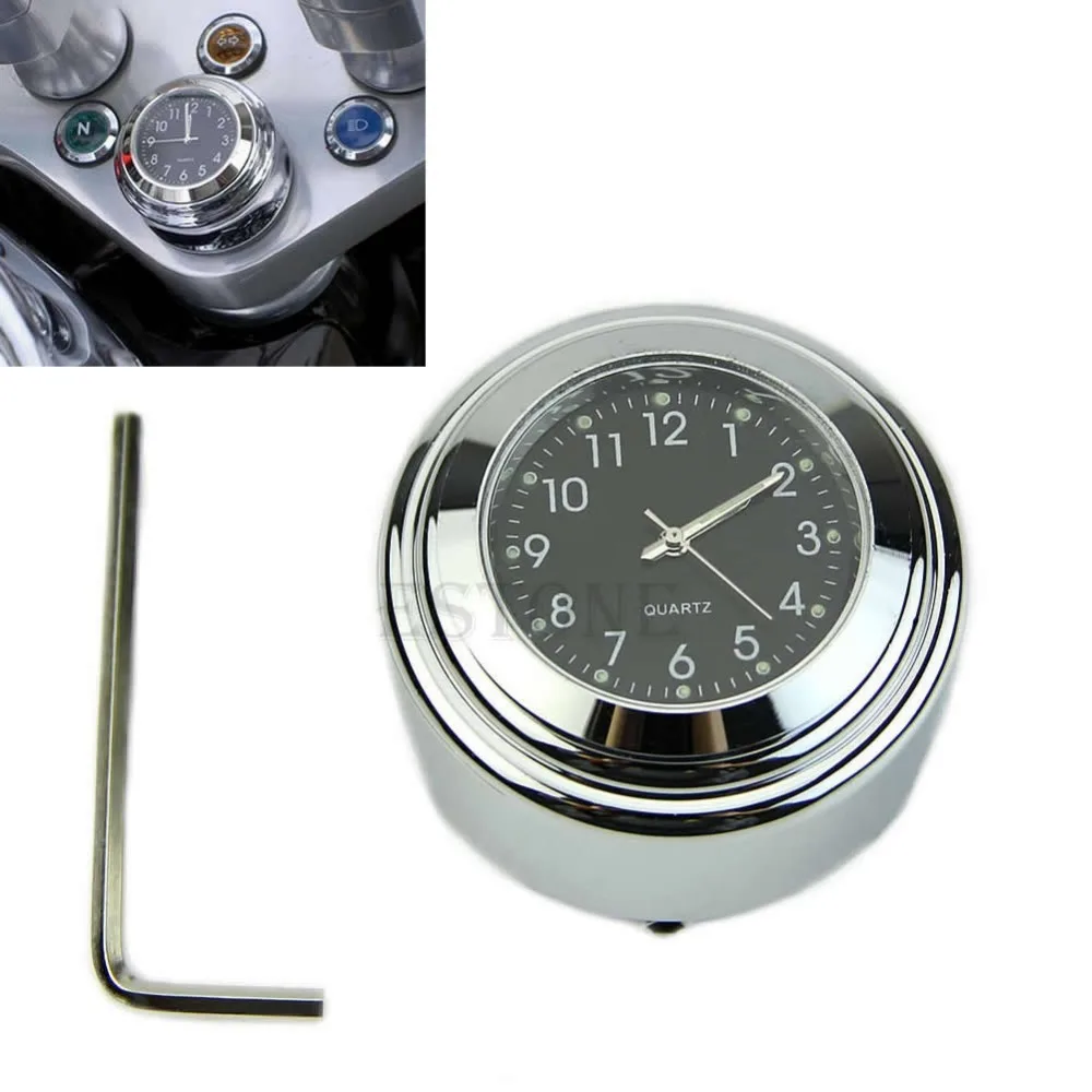 J34 hot 7/8" 1" Motorcycle Handlebar Black Dial Clock Temp Thermometer For Harley Glide | Автомобили и мотоциклы