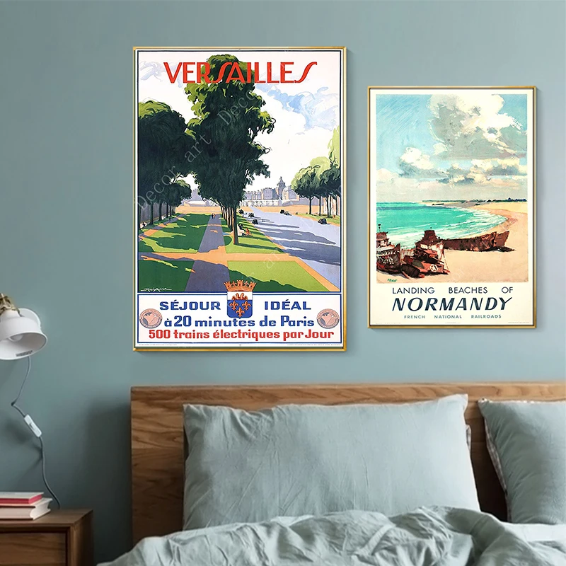 Франция Нормандия Версаль путешествия холст картины старинные крафт плакаты с