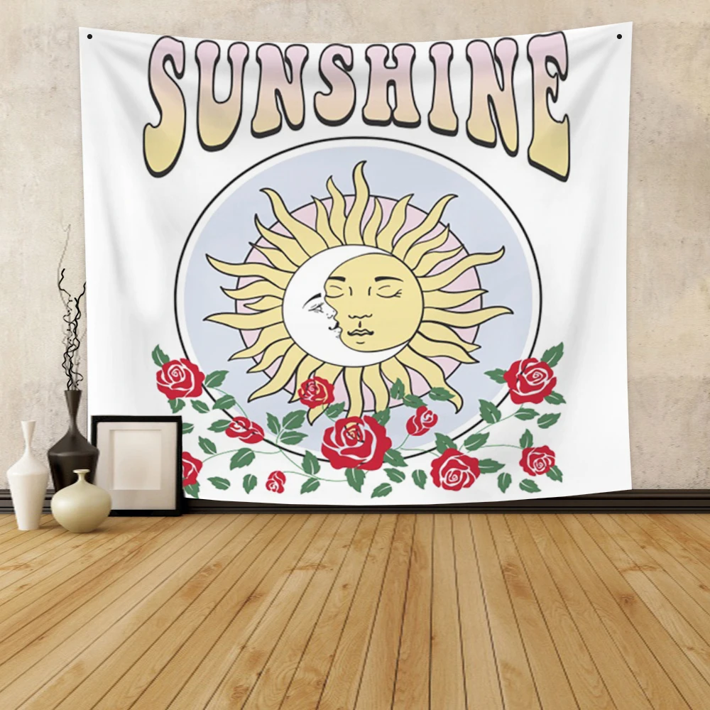 

Laeacco Mandala Tapestry Sun And Moon Tapestry Wall Hanging Bagua Tapestry Hippie Tapestry Dormitory Decoration Blanket