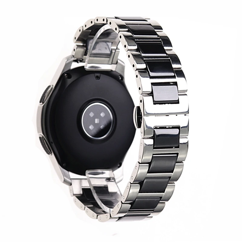 Браслет из нержавеющей стали с серебряной керамикой для часов samsung gear, спортивный ремешок для часов gear s3 s2, ремешок для galaxy watch, 20 мм, 22 мм