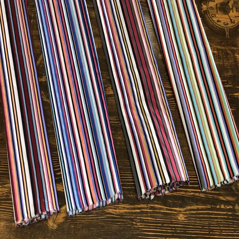 

Elasticity Multi-color Stripe Cloth Clothing Fabric Thin Thin Soft-Style WOMEN'S Dress Dress DIY Fabric/1 M