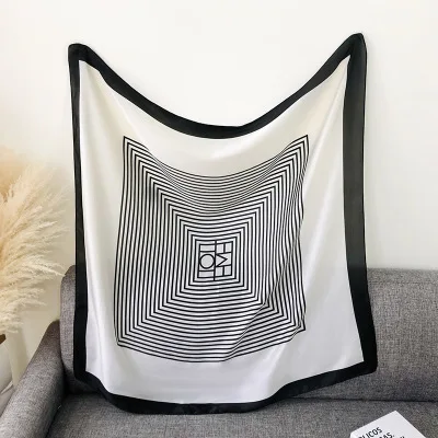 

Hot 2021 Silk Scarf Women New Shawl Wrap Printed Square Scarves Female Stripe Scarfs High Quality Bandana Hijab Foulard Pashmina