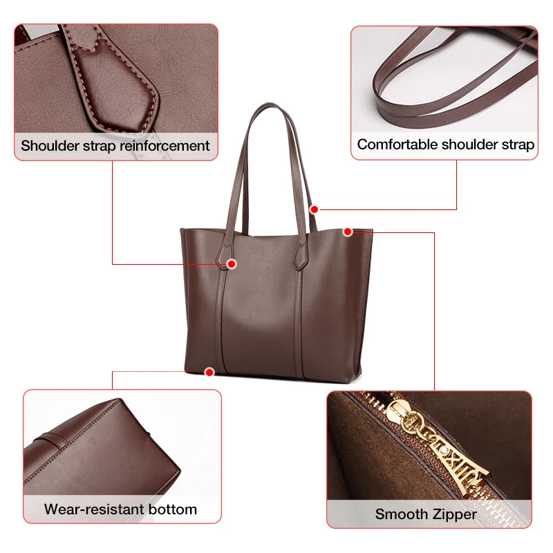 foxer summer ladies elegant retro handbag split leather commuter casual tote bag large capacity office shoulder bag popular free global shipping