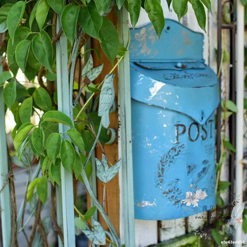 

Metal Post Mail Box Vintage Farmhouse Rustic Style Decorative Wall Mounted Design Letter Box 9.5 x 15.8 Inches