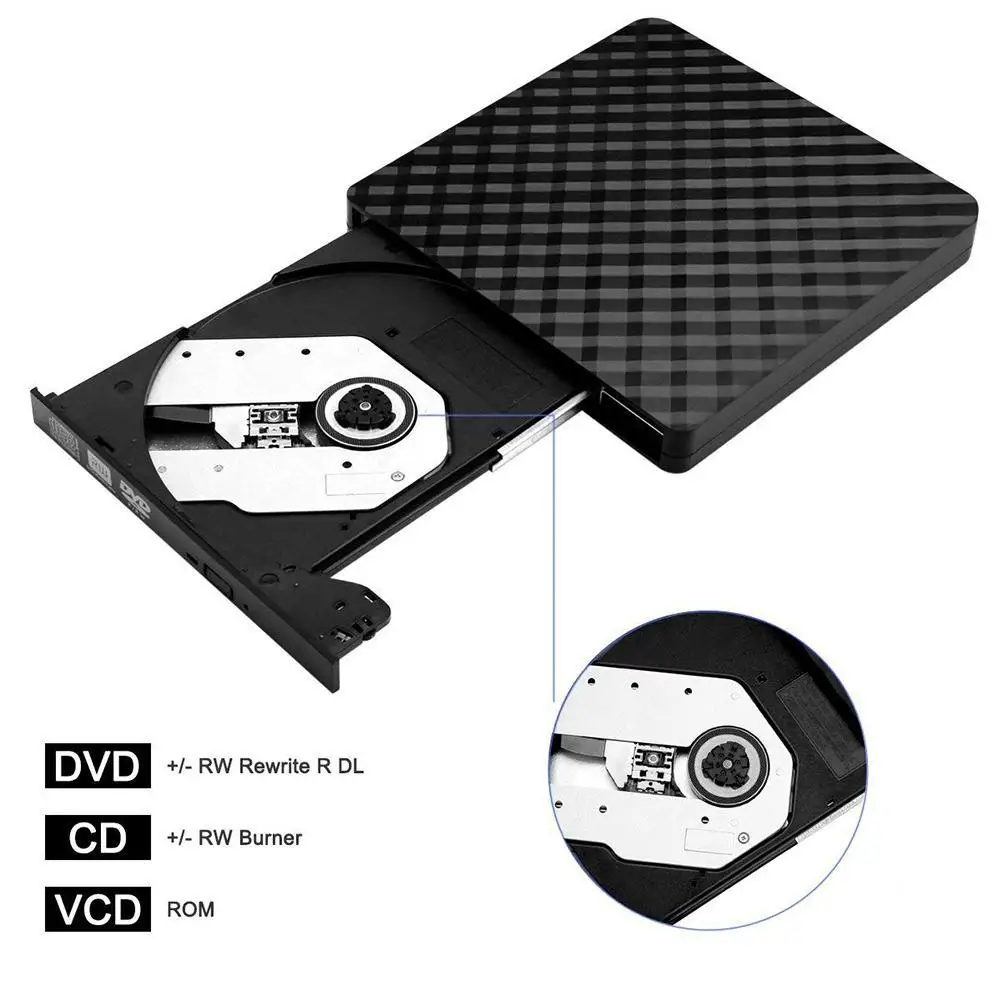 

DVD Drive High Speed Data Transfer USB 3.0 External CD DVD Reader Writer Player for Laptop Desktop Macbook