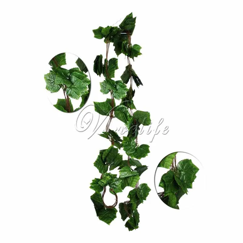 10pcs/lot Artificial Big Leaf Grape Ivy Garland Plants Vine Fake Foliage Flowers Wedding Home decorations 7.5 feet | Дом и сад
