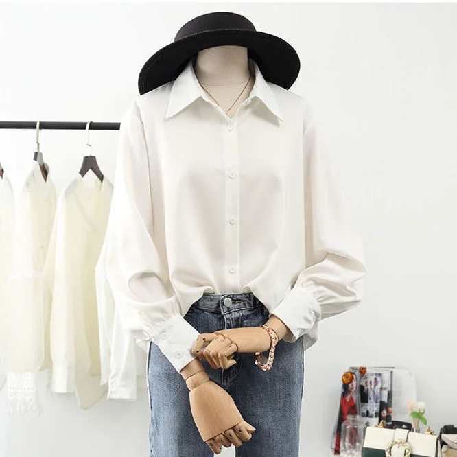 

Блузка женская с длинным рукавом, шифоновая Свободная рубашка, осень