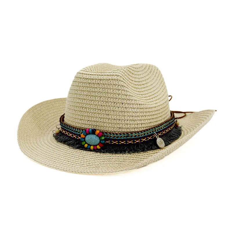 Соломенная шляпа в Западном ковбойском стиле плетеная ручной работы этническом