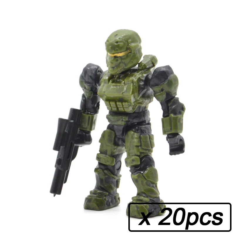 20 шт./лот, строительные блоки "воины", "люди", кирпичи, Halo Wars, игры, пластиковые доспехи для детей, сделай сам, подарки, игрушки с оружием, пистолеты - Цвет: 20pcs MB103