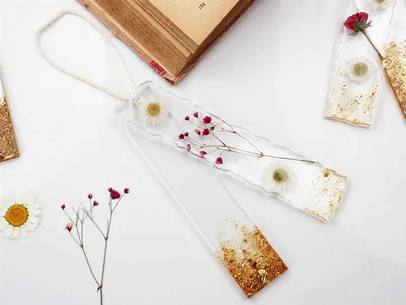 

DIY Resin Crystal Epoxy Bookmark Tag Irregular Rectangular Bookmark Mirror Silicone Mold Crafts