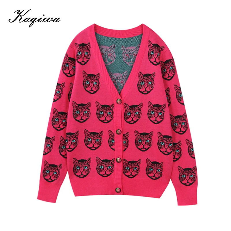 2021 Модный зимний винтажный свитер большого размера с узором в виде головы куртка