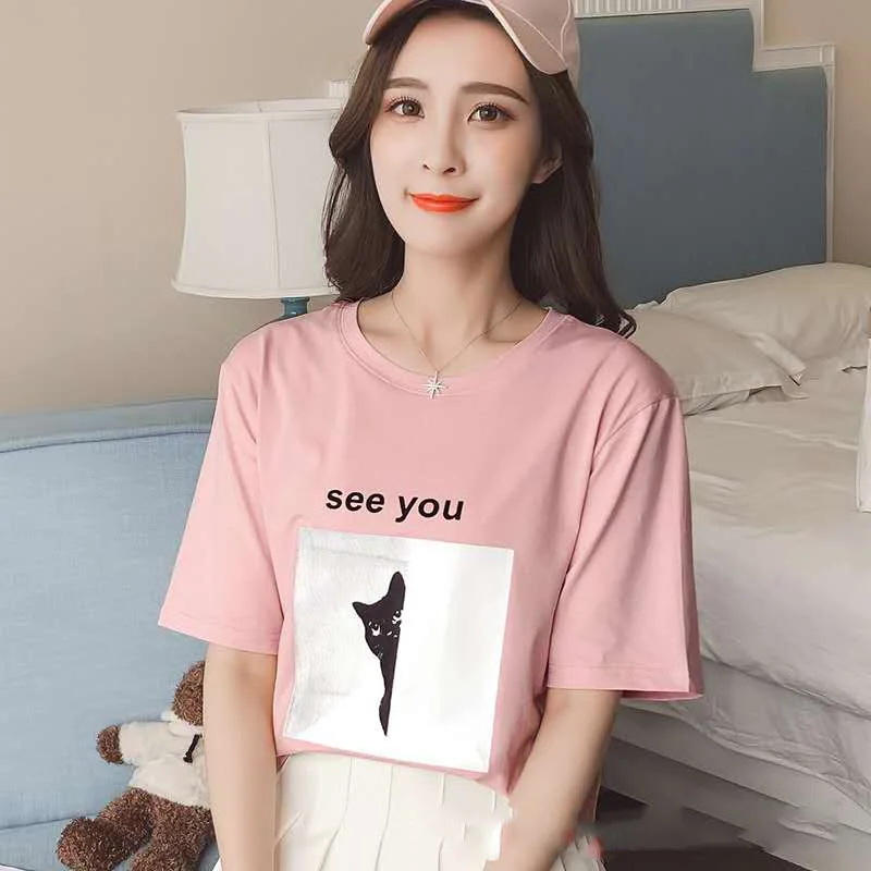 Летняя одежда 2020 новый стиль тренд свободные топы с рукавом до локтя большой