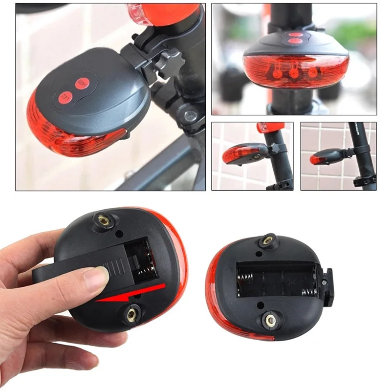 Задний фонарь для велосипеда 5 светодиодов + 2 лазера водонепроницаемый 7 режимов