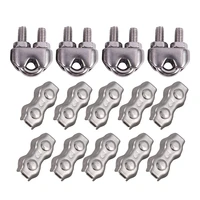 4pcs stainless steel cable clip saddle clamp 10 pcs 3mm duplex clips stainless steel wire cable rope grips clamps